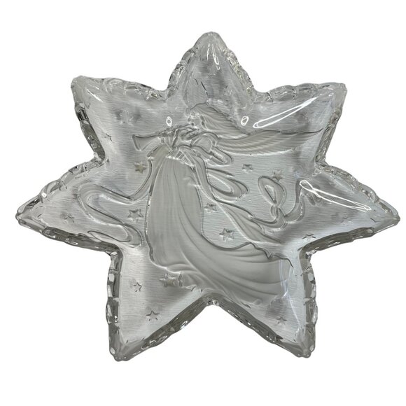 Mikasa Crystal Star-Shaped Angel Design Serving Platter In Box - Picture 2 of 8